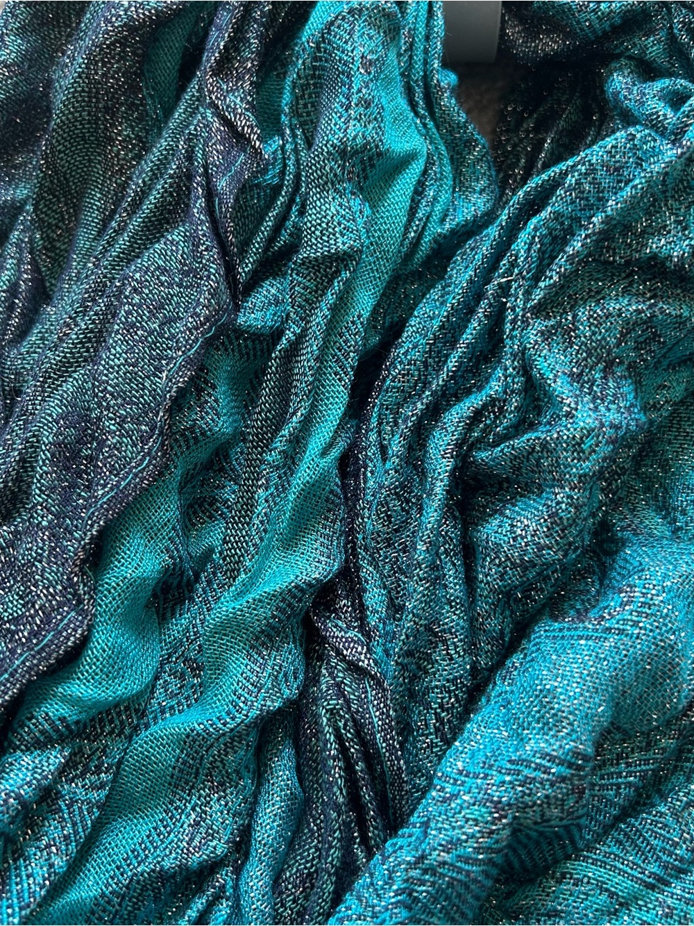 Merona NWT Teal Turquoise Metallic Shimmer Infinity Loop Scarf Teal Silver OS - Picture 4 of 7